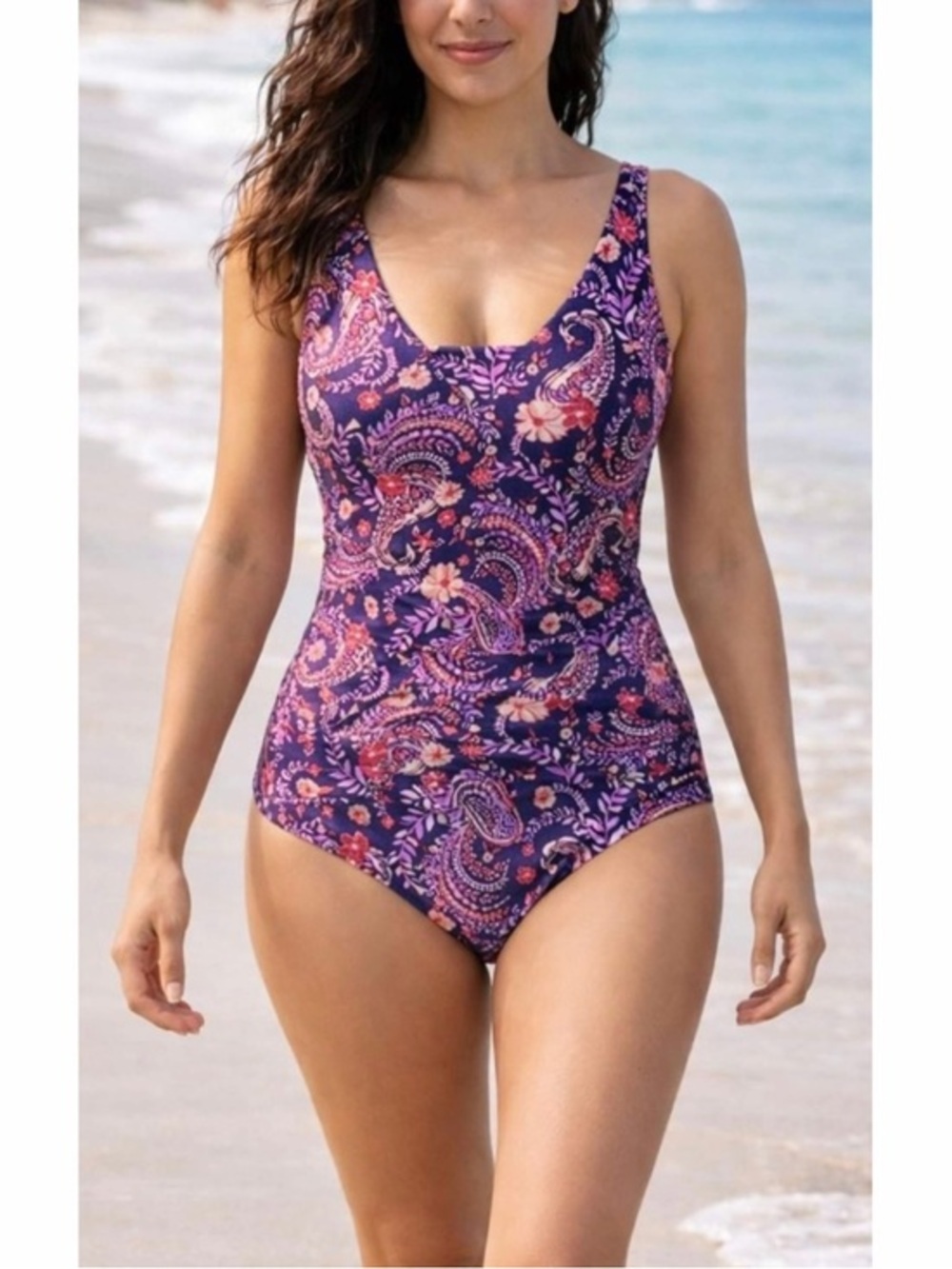 Lands’ End SlenderSuit Grecian One Piece Swimsuit - Picture 8 of 8